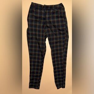 Hot Topic Rainbow Plaid Pants Womens Size XS; Black Punk Goth Skinny Tartan